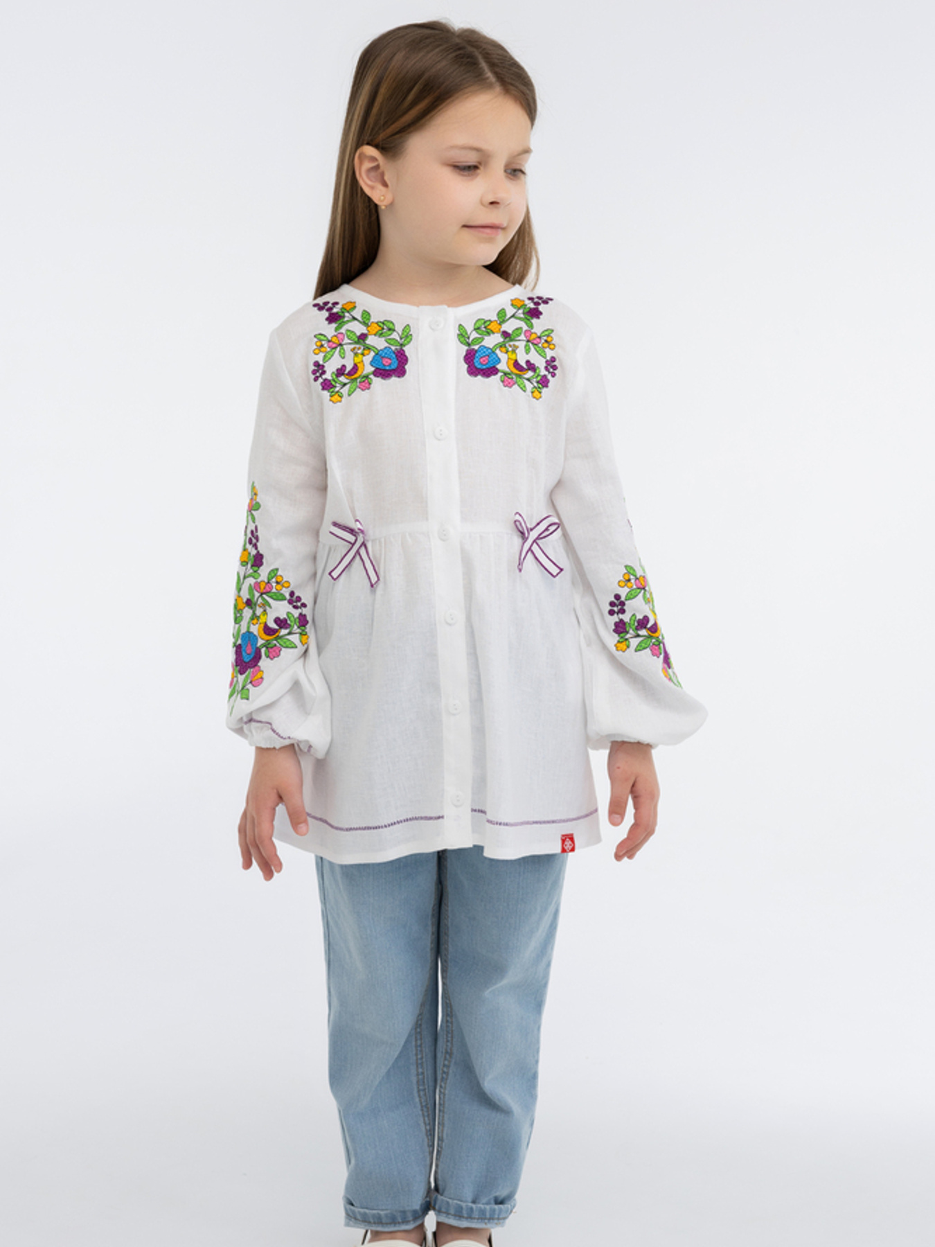 Вышитая рубашка Folk Moda модель fm3022-blij Фото