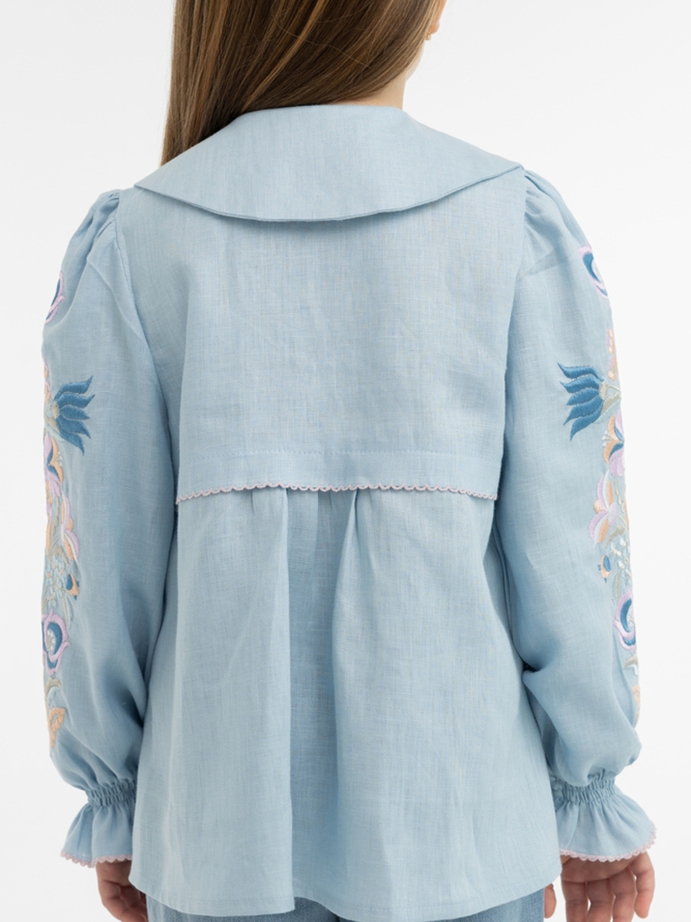 Вышитая рубашка Folk Moda модель fm3020-nebesno-blakitnij Фото