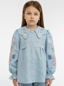 Вышитая рубашка Folk Moda модель fm3020-nebesno-blakitnij Фото