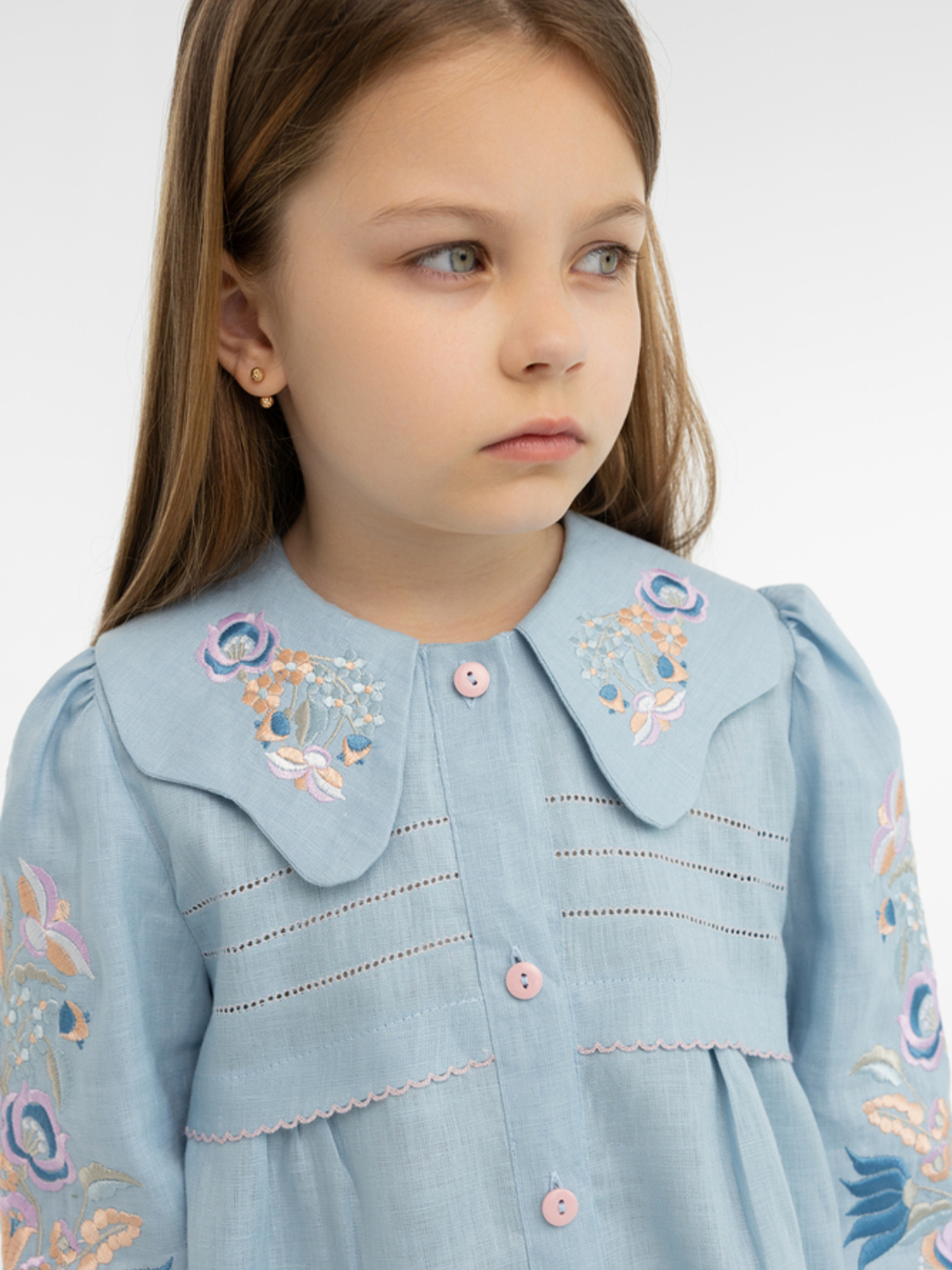 Вышитая рубашка Folk Moda модель fm3020-nebesno-blakitnij Фото