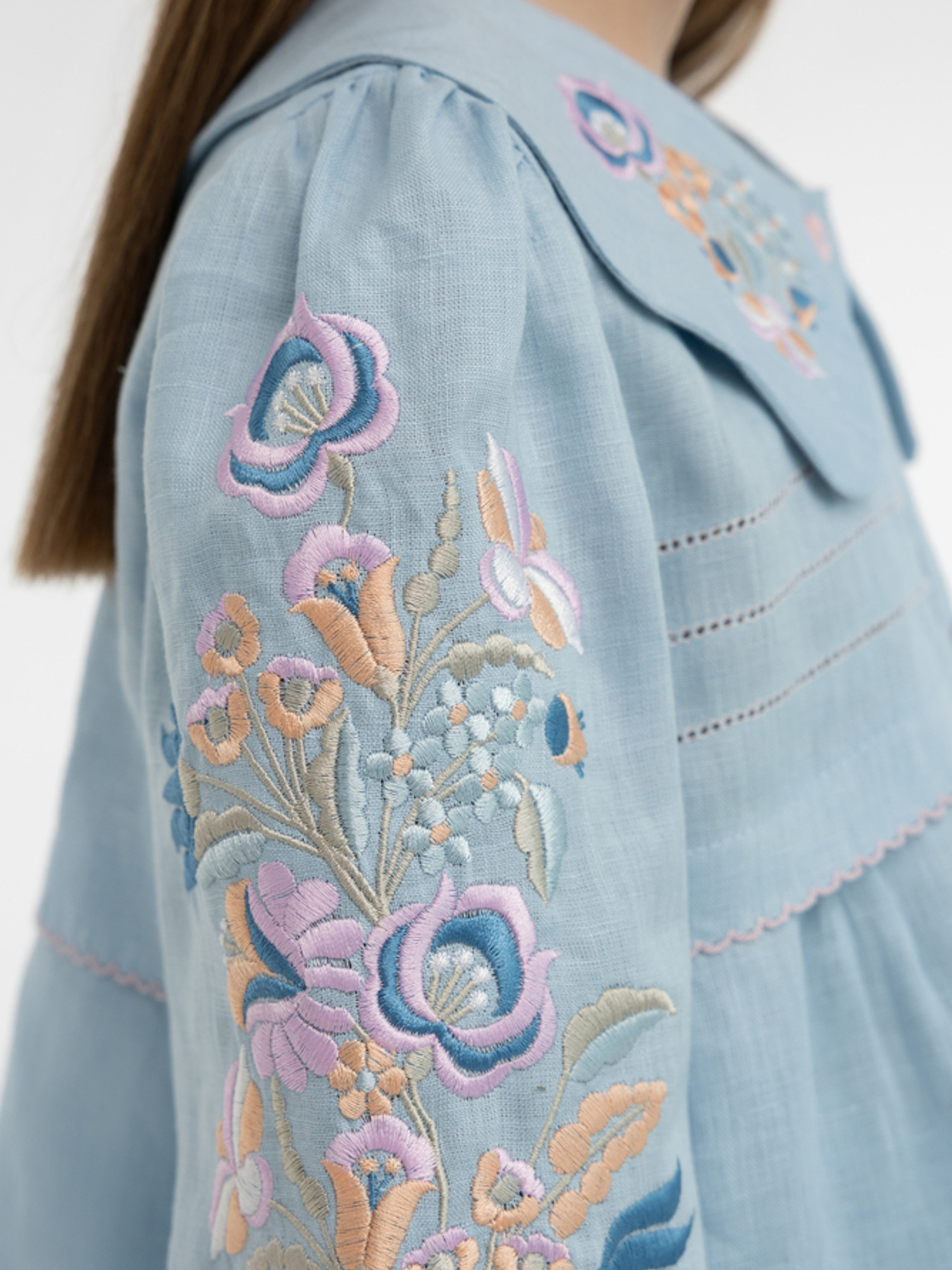 Вышитая рубашка Folk Moda модель fm3020-nebesno-blakitnij Фото