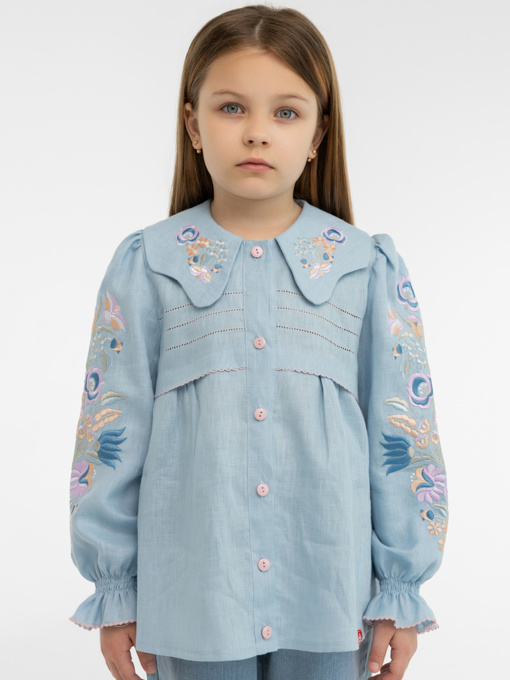 Вышитая рубашка Folk Moda модель fm3020-nebesno-blakitnij Фото