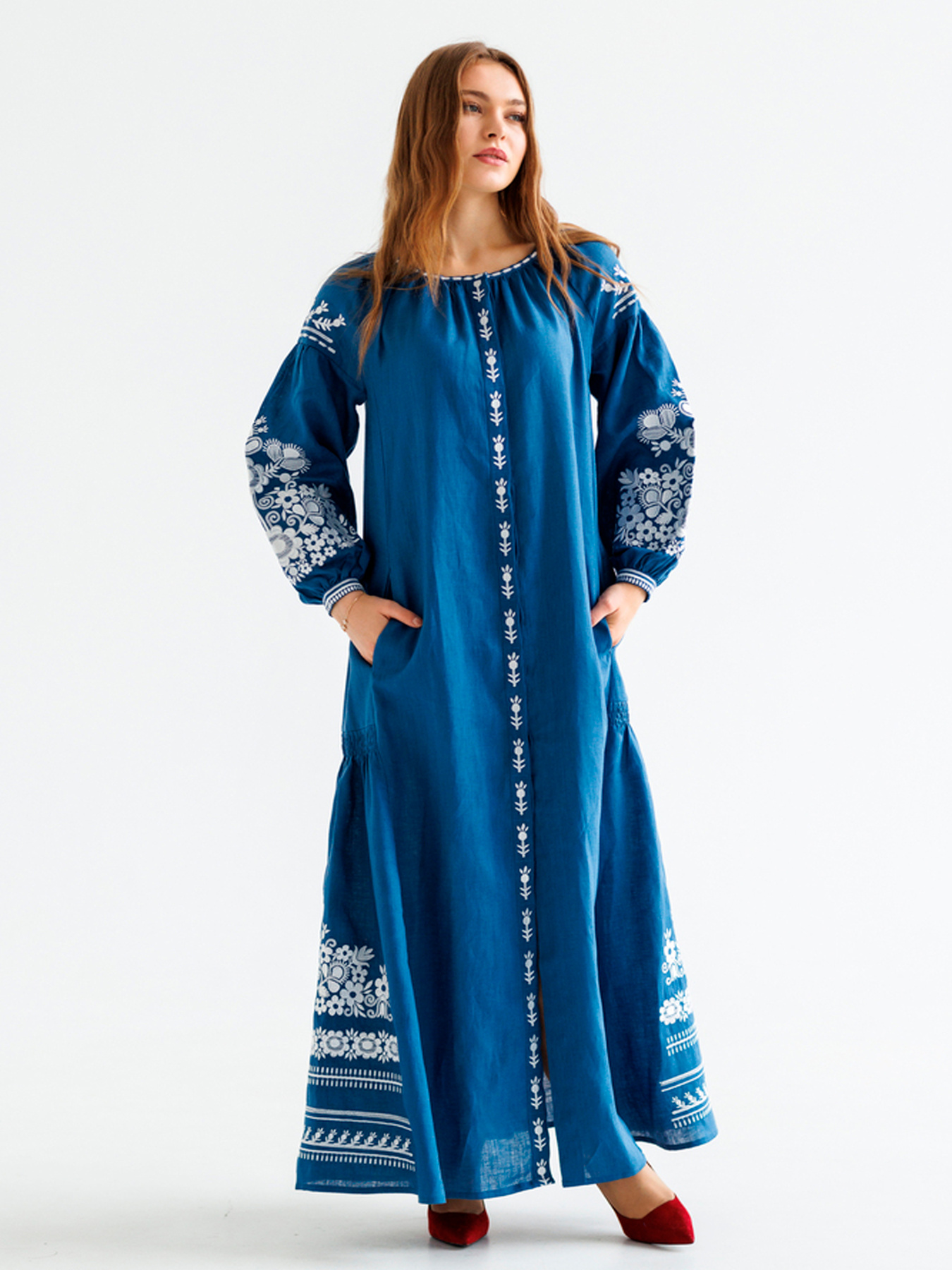 Вышитое платье Folk Moda модель fm2926-sinj Фото