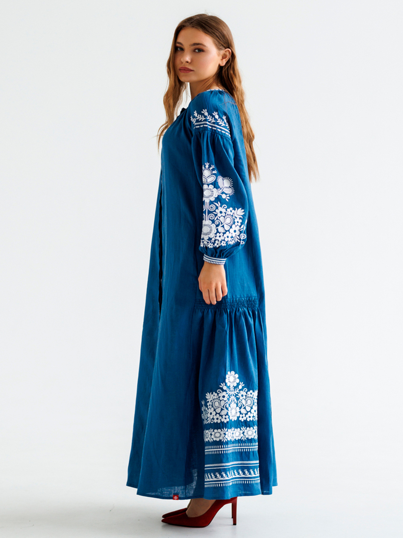 Вышитое платье Folk Moda модель fm2926-sinj Фото