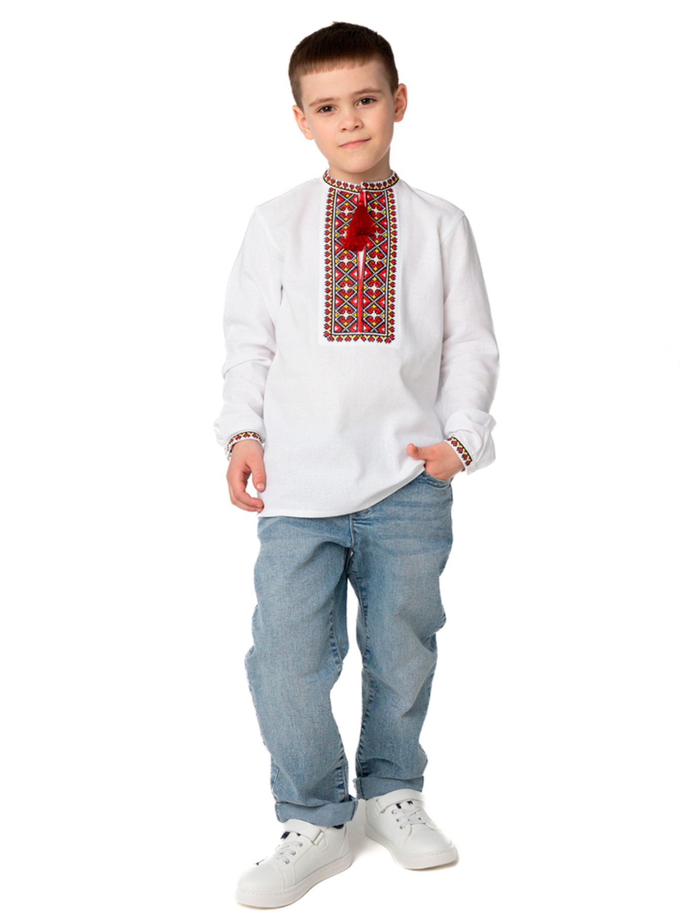 Вышитая рубашка Folk Moda модель fm2871-blij Вышитая рубашка Folk Moda модель fm2871-blij Фото