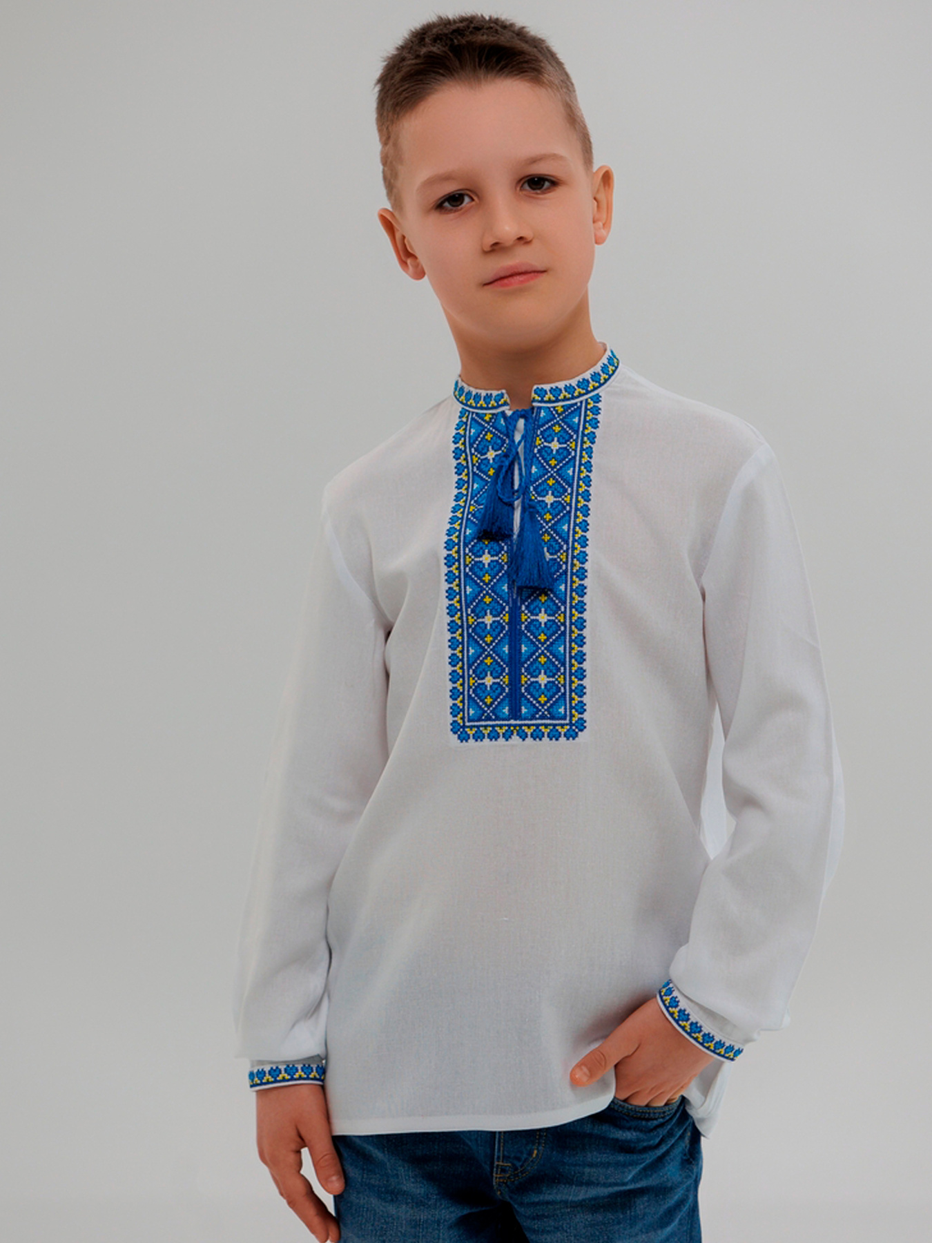 Вышитая рубашка Folk Moda модель fm2873-blij Фото