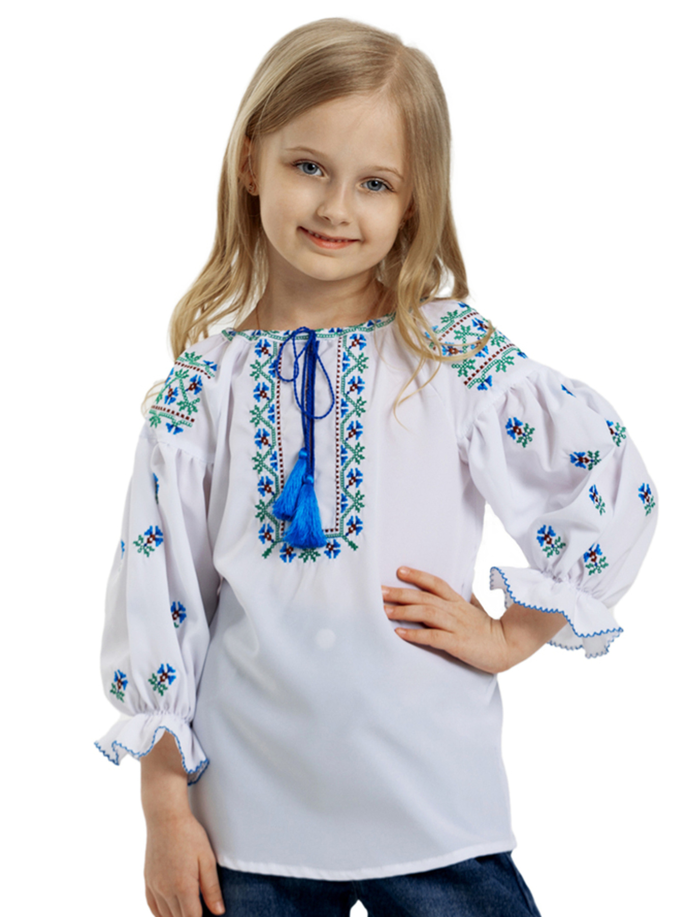 Вышитая рубашка Folk Moda модель fm2859-blij Фото