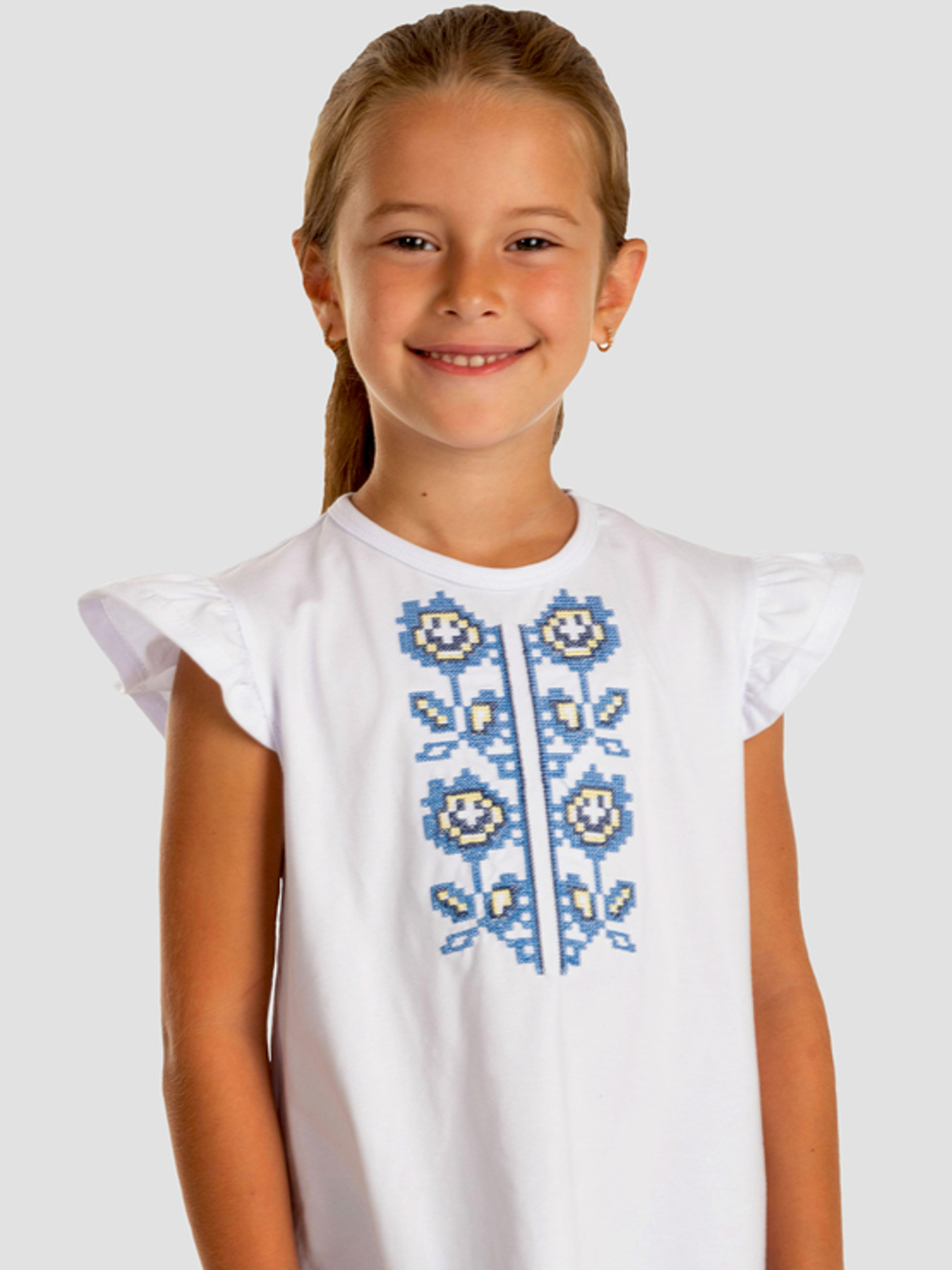 Вышитая рубашка Folk Moda модель fm2861-blij Фото