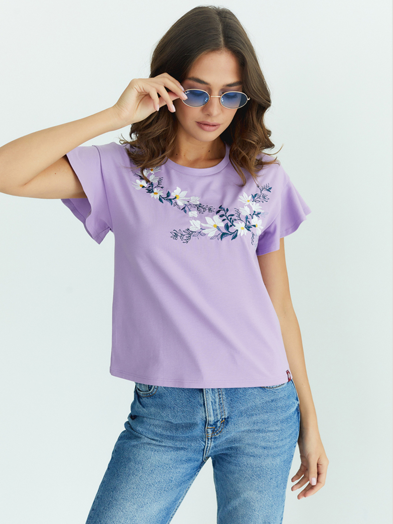 Вышитая рубашка Folk Moda модель fm2853-lavanda Фото