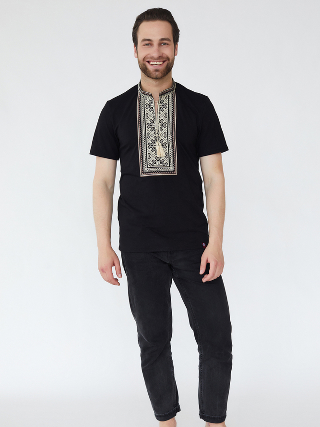 Вышитая рубашка Folk Moda модель fm2823-chornij Фото