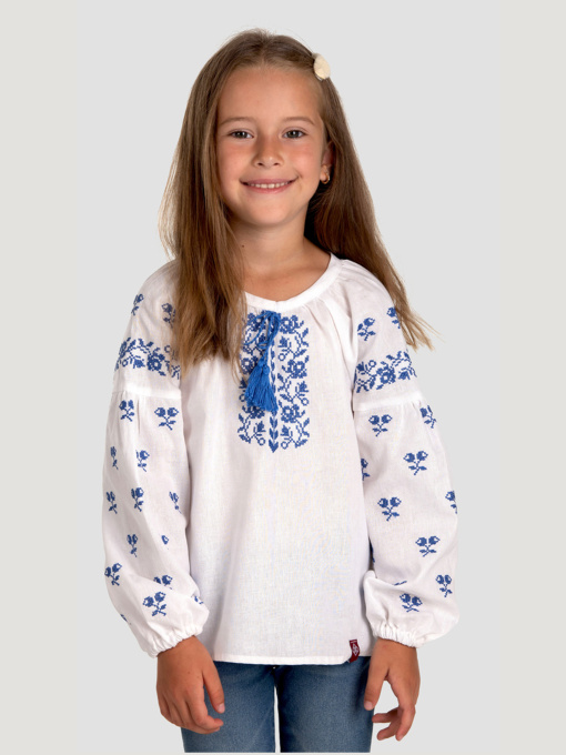 Вышитая рубашка Folk Moda модель fm2824-blij Фото