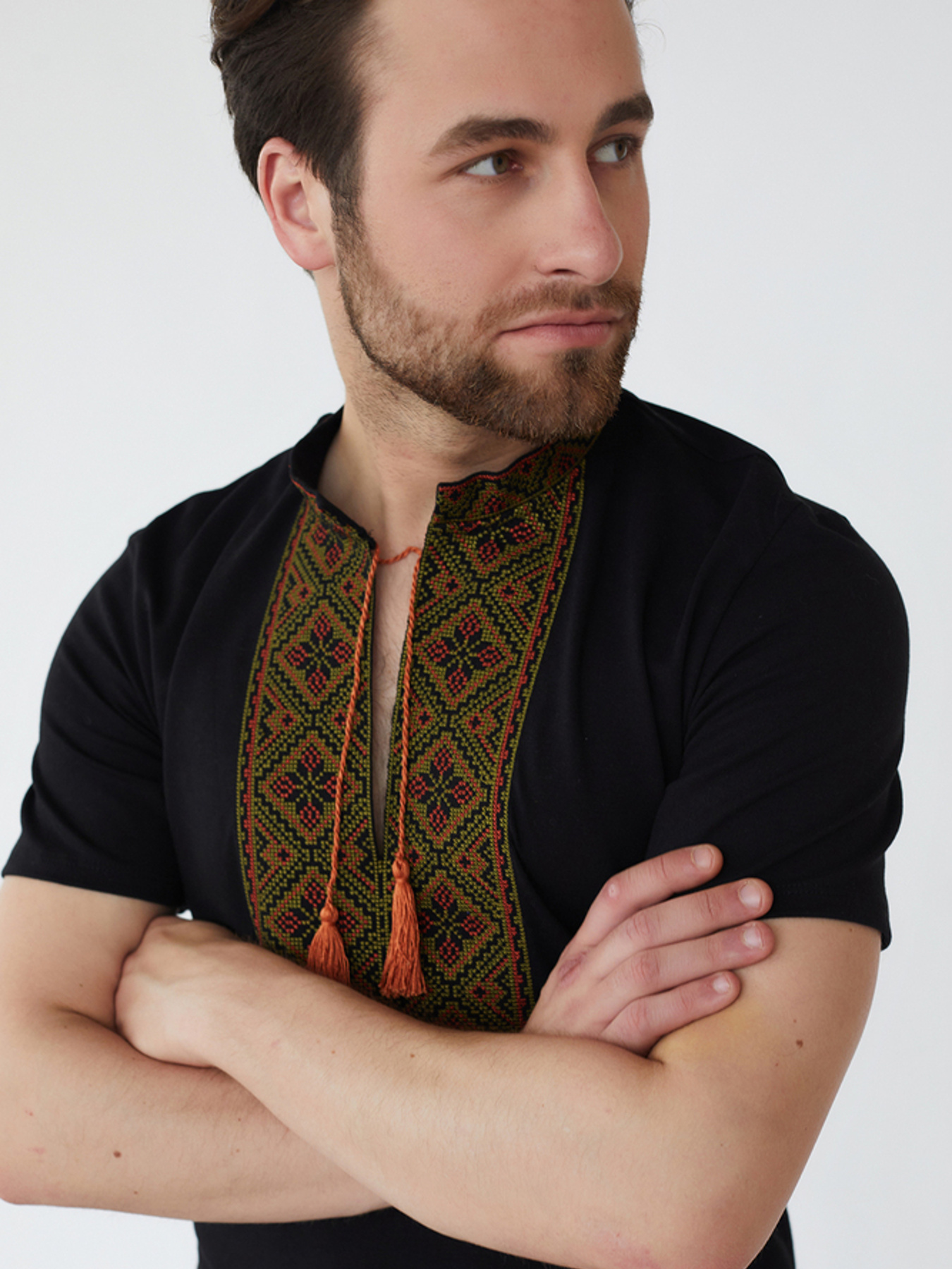 Вышитая рубашка Folk Moda модель fm2826-chornij Фото