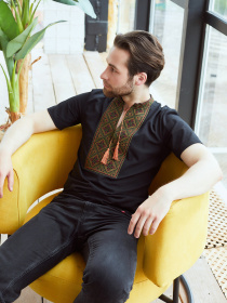 Вышитая рубашка Folk Moda модель fm2826-chornij Фото