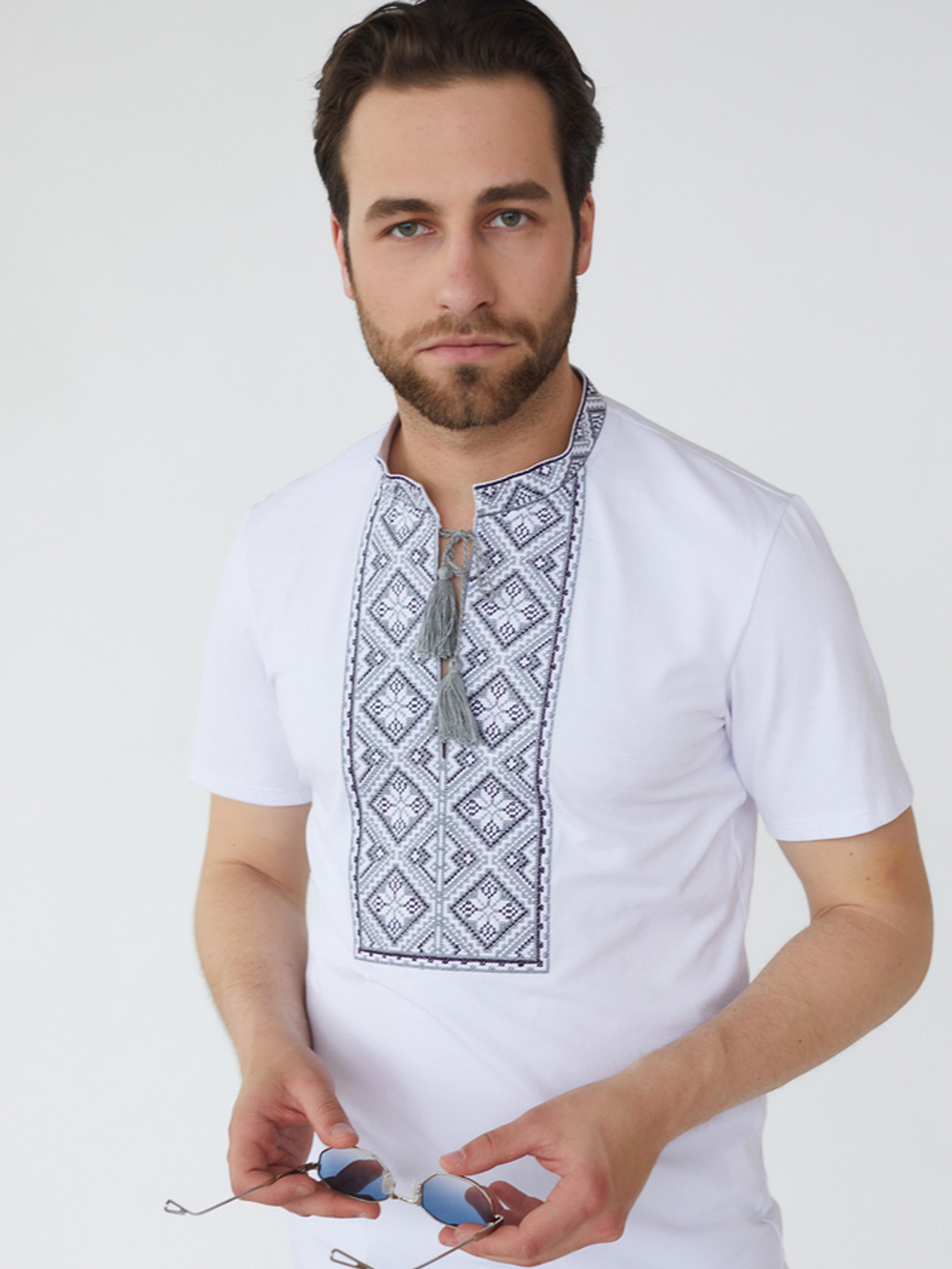 Вышитая рубашка Folk Moda модель fm2827-blij Фото