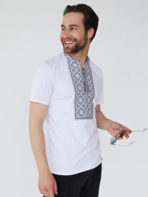 Вышитая рубашка Folk Moda модель fm2827-blij Фото