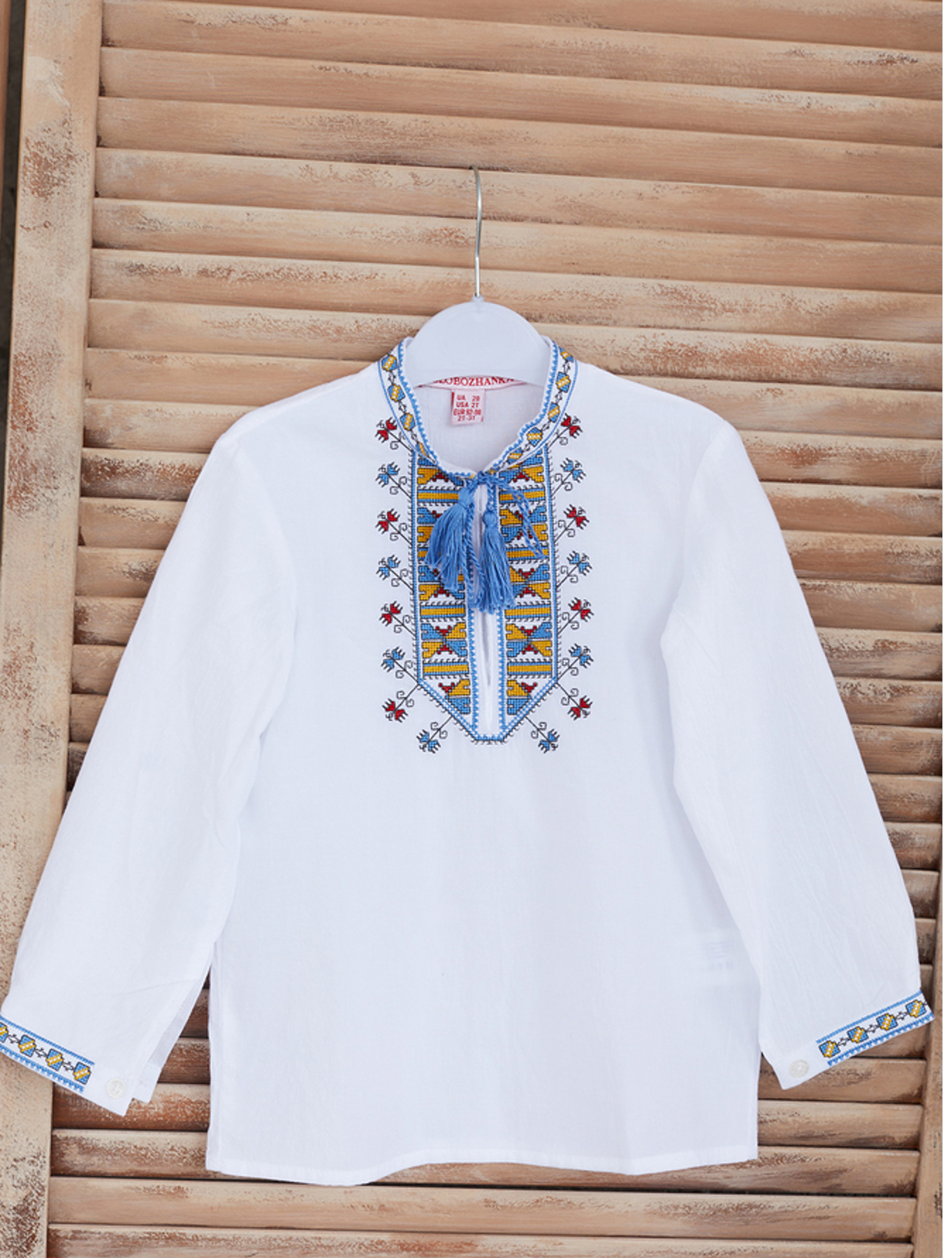 Вышитая рубашка Folk Moda модель fm2828-blij Фото