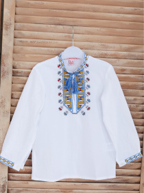 Вышитая рубашка Folk Moda модель fm2828-blij Фото