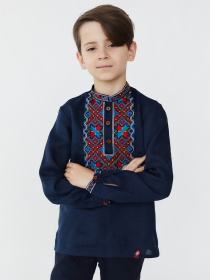 Вышитая рубашка Folk Moda модель fm2819-temno-sinj Фото