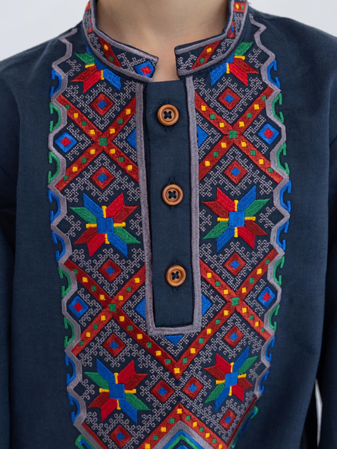 Вышитая рубашка Folk Moda модель fm2819-temno-sinj Фото