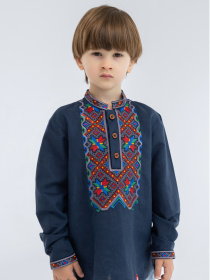 Вышитая рубашка Folk Moda модель fm2819-temno-sinj Фото