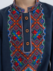 Вышитая рубашка Folk Moda модель fm2819-temno-sinj Фото