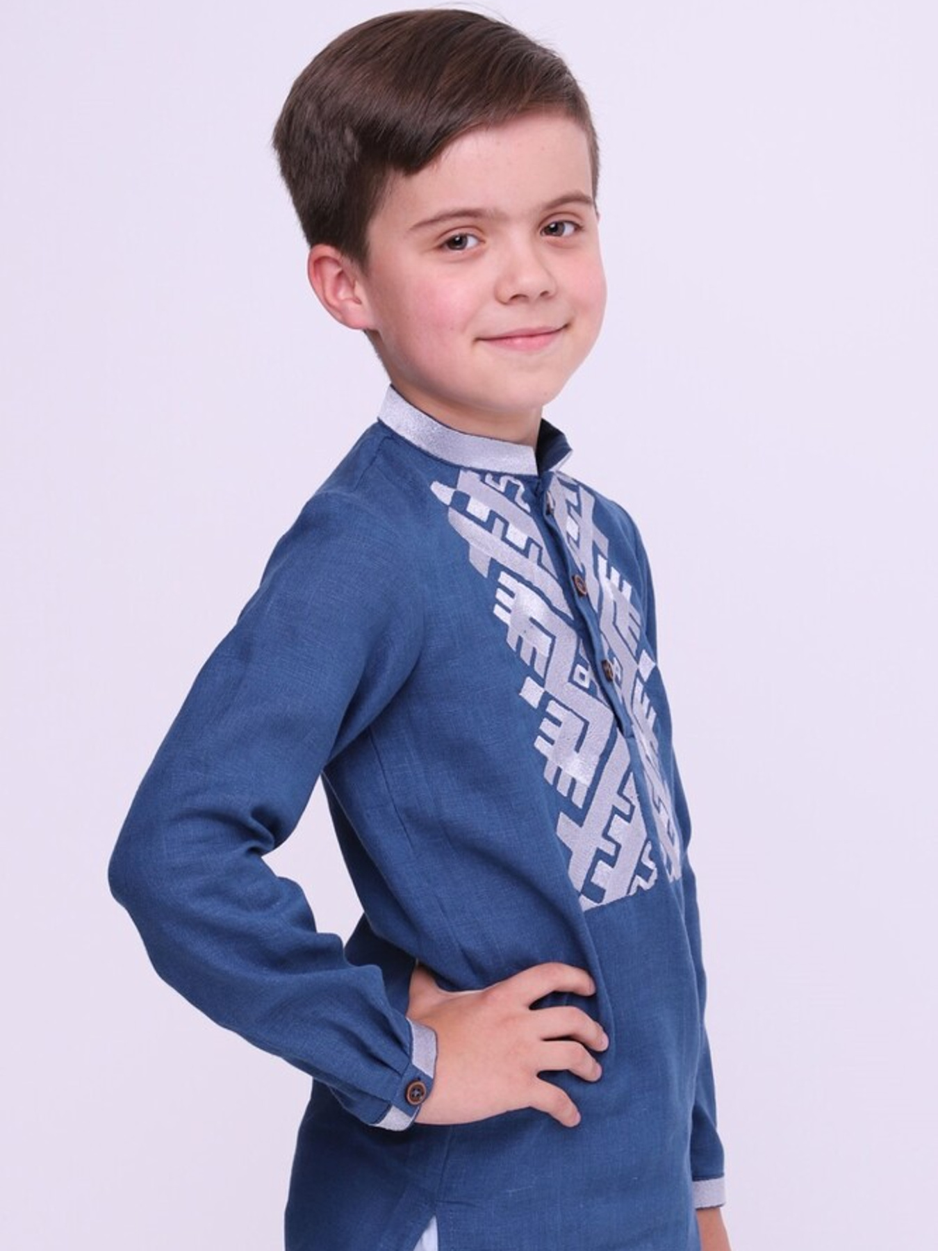 Вышитая рубашка Folk Moda модель fm2820-sinj Фото