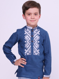 Вышитая рубашка Folk Moda модель fm2820-sinj Фото