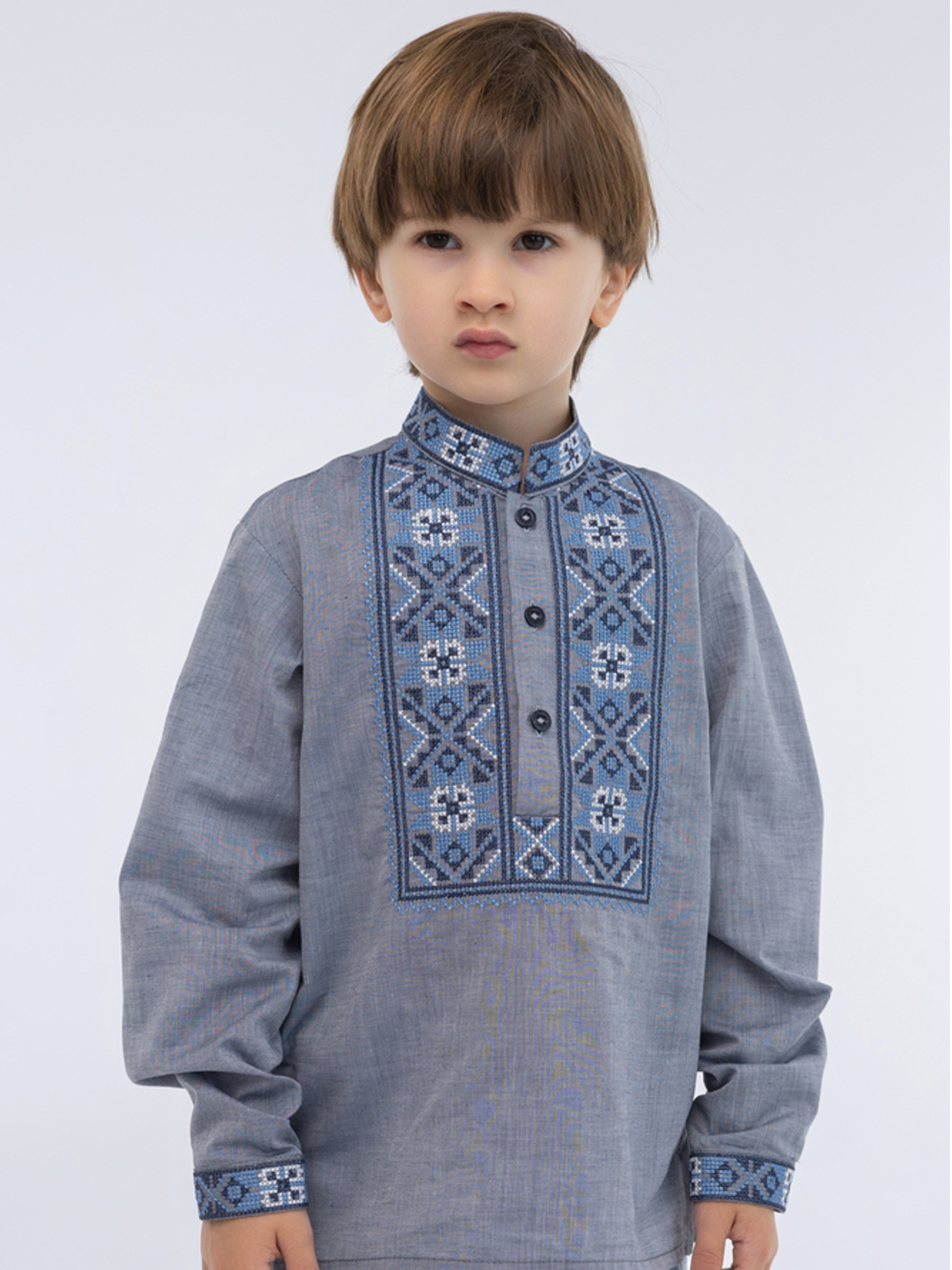 Вышитая рубашка Folk Moda модель fm2800-sinj Фото