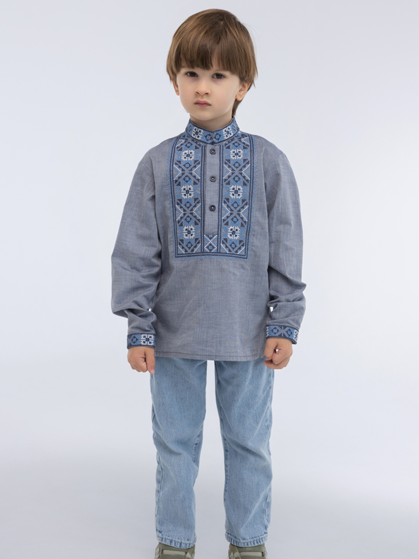 Вышитая рубашка Folk Moda модель fm2800-sinj Фото