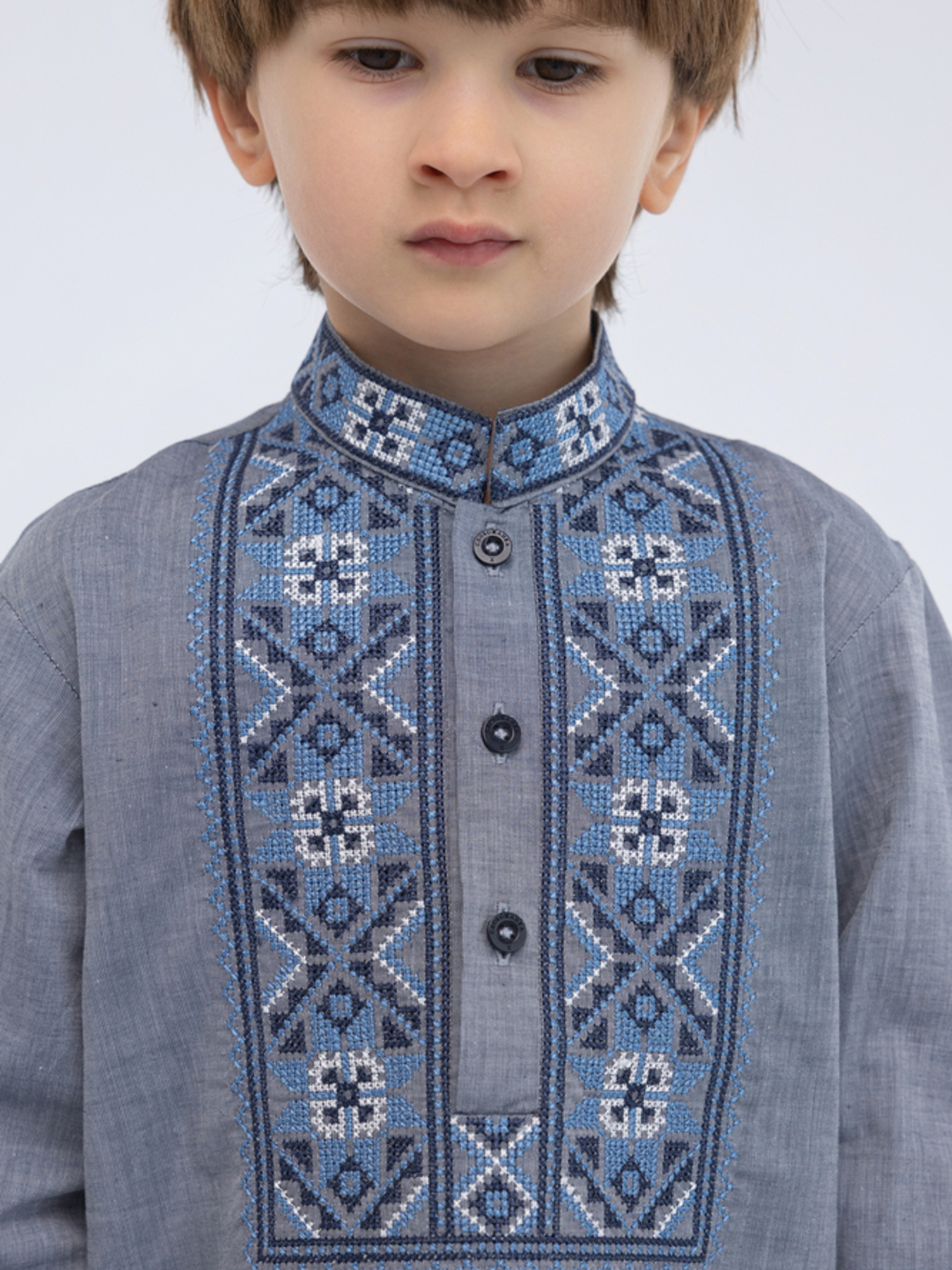 Вышитая рубашка Folk Moda модель fm2800-sinj Фото