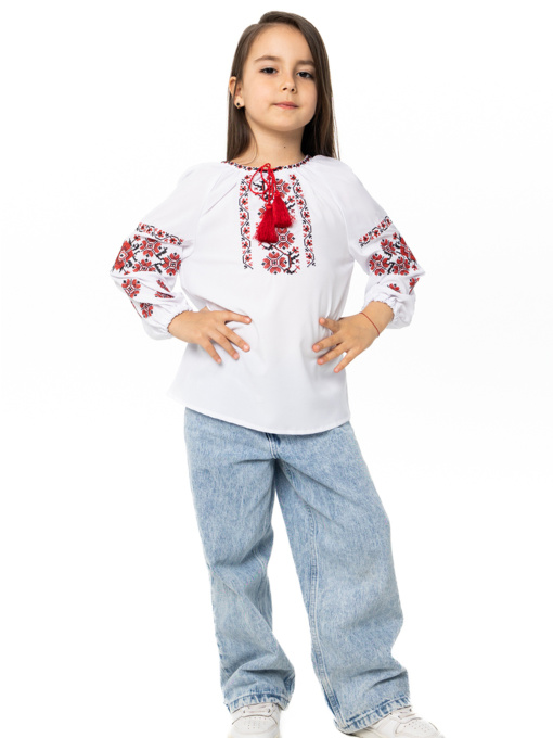 Вышитая рубашка Folk Moda модель fm2802-blij Фото