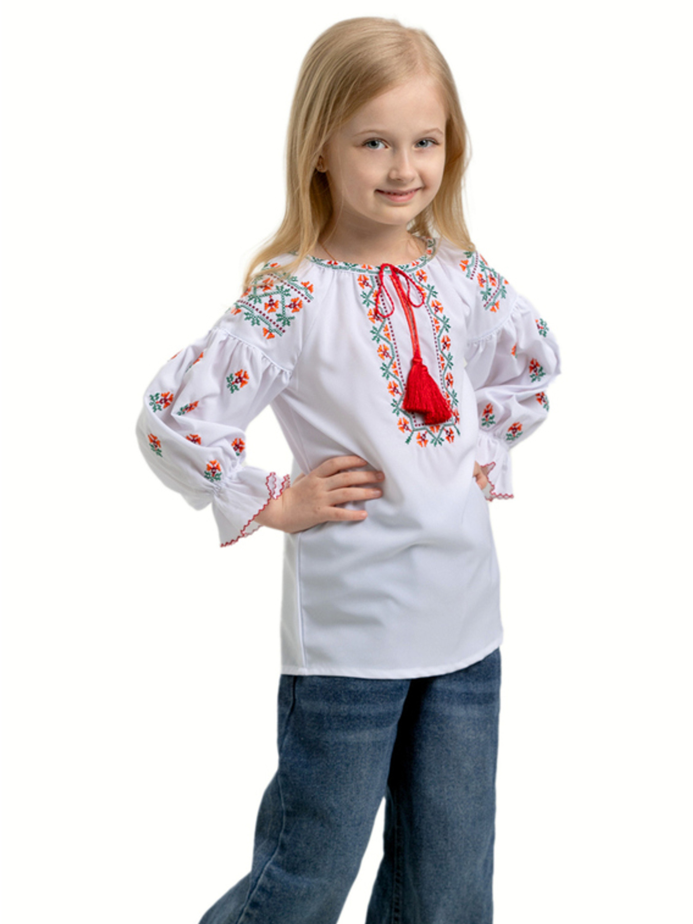 Вышитая рубашка Folk Moda модель fm2807-blij Фото