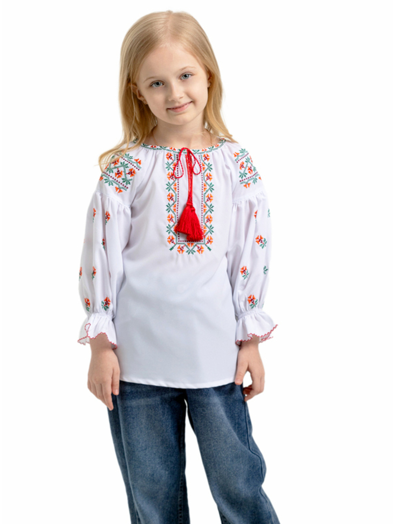 Вышитая рубашка Folk Moda модель fm2807-blij Фото