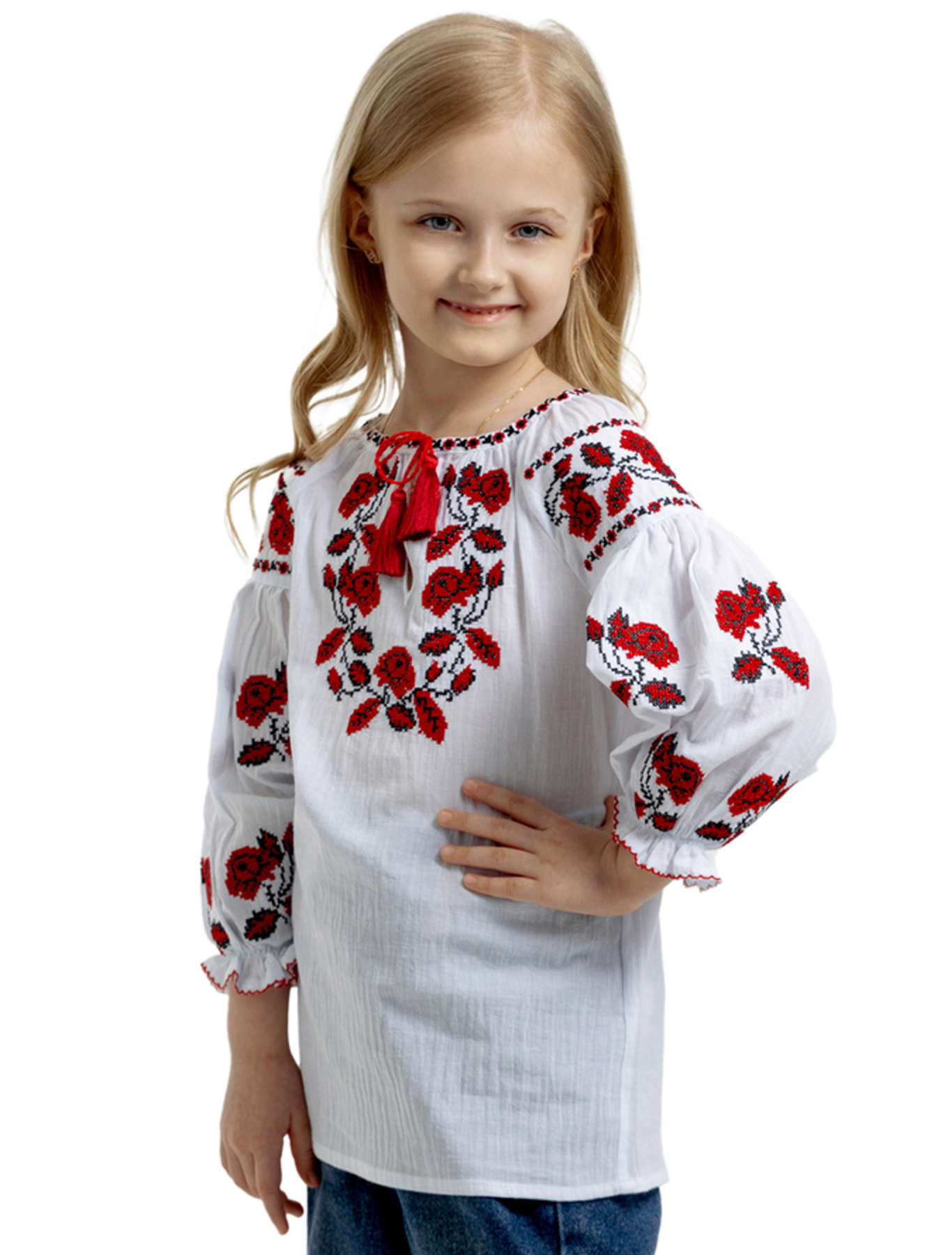 Вышитая рубашка Folk Moda модель fm2717-blij Фото