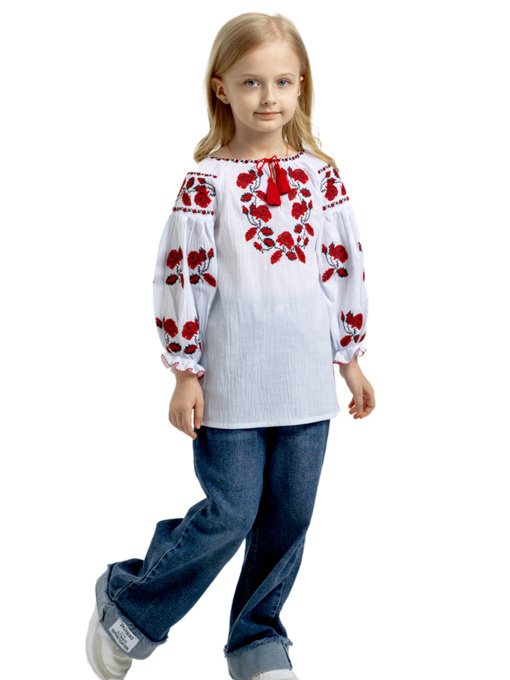 Вышитая рубашка Folk Moda модель fm2717-blij Фото