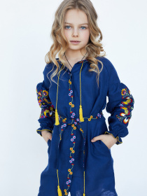 Вышитое платье Folk Moda модель fm2718-temno-sinj Фото