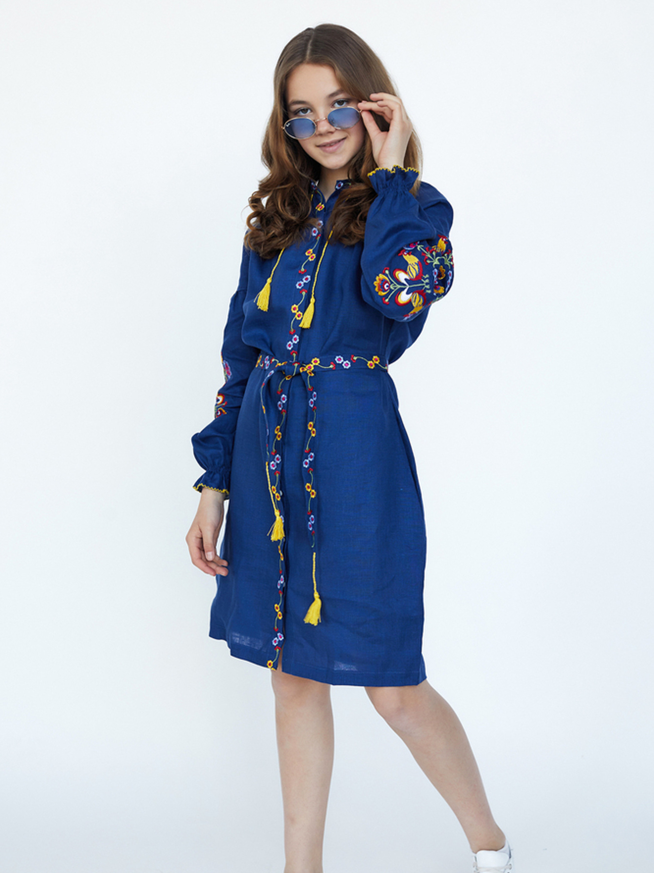 Вышитое платье Folk Moda модель fm2718-temno-sinj Вышитое платье Folk Moda модель fm2718-temno-sinj Фото