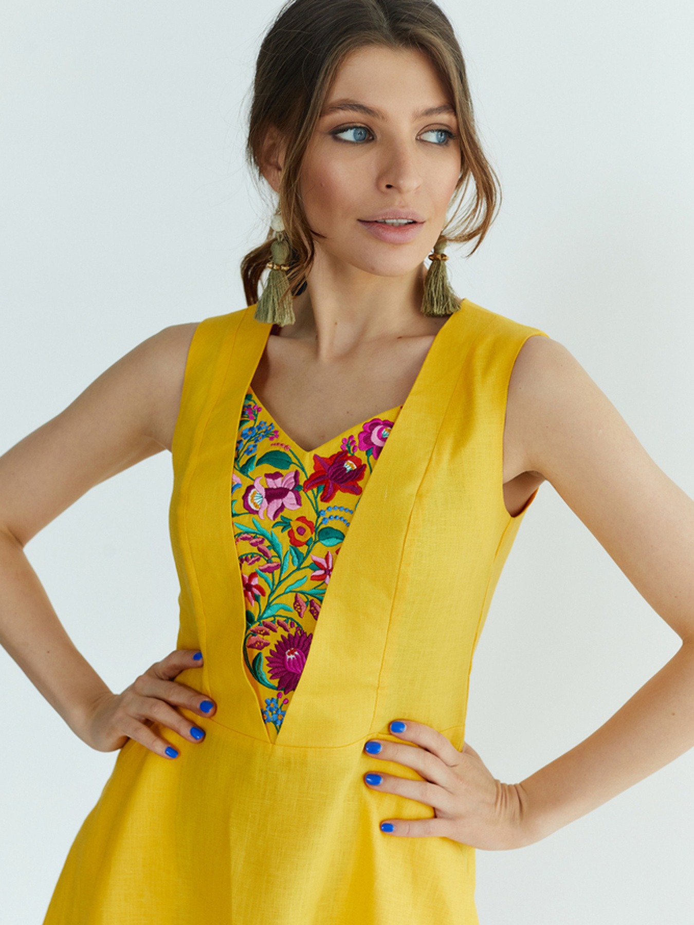 Вышитое платье Folk Moda модель fm2721-zhovtij Фото