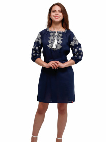 Вышитое платье Folk Moda модель fm2586-temno-sinj Фото