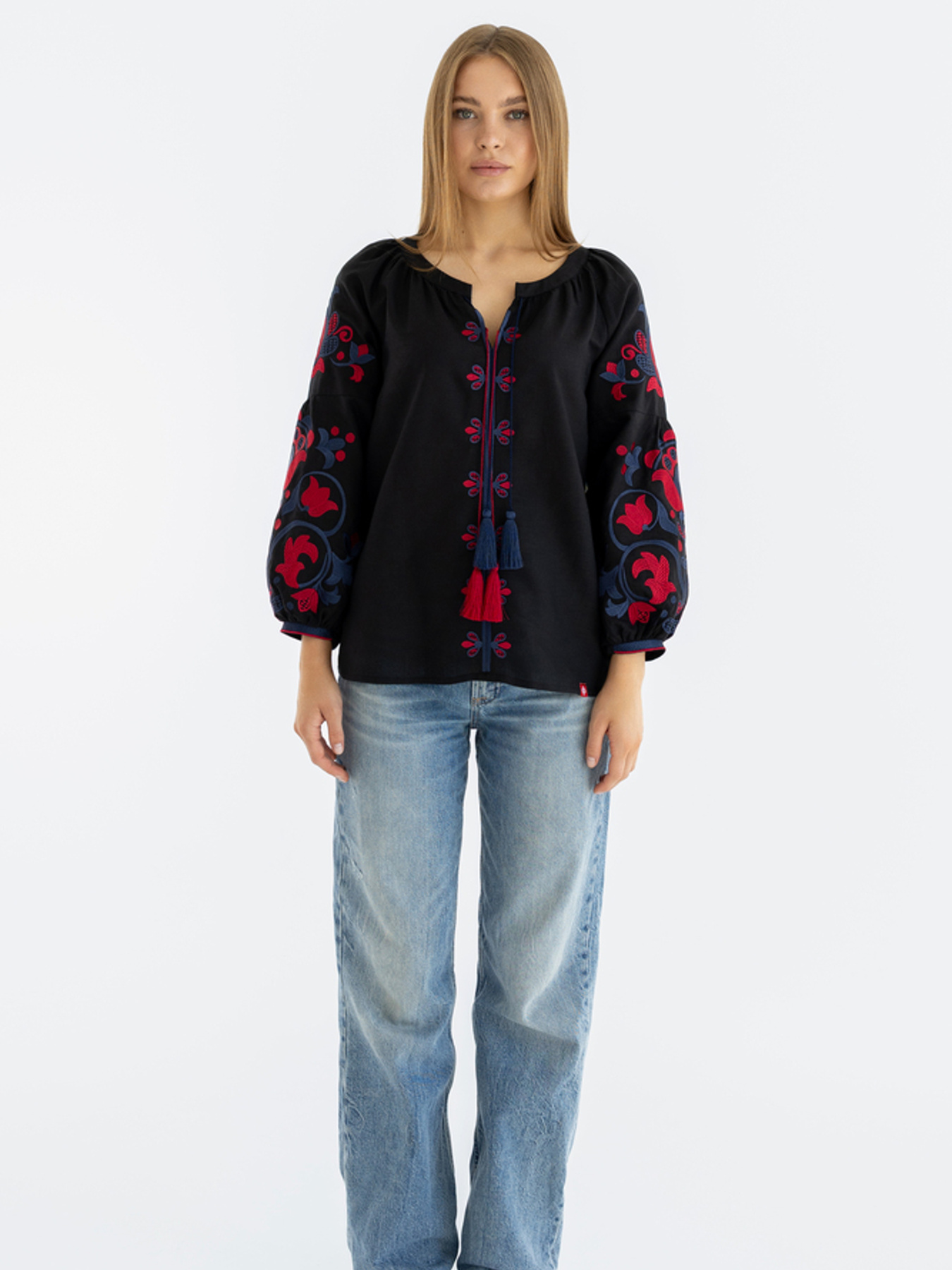 Вышитая рубашка Folk Moda модель fm2703-chornij Фото