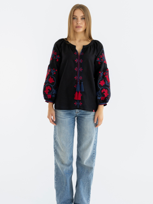 Вышитая рубашка Folk Moda модель fm2703-chornij Фото