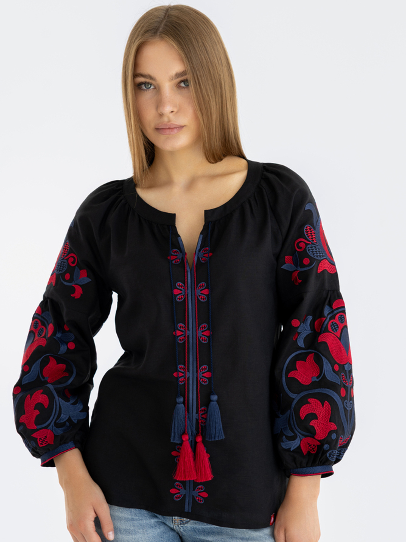 Вышитая рубашка Folk Moda модель fm2703-chornij Фото