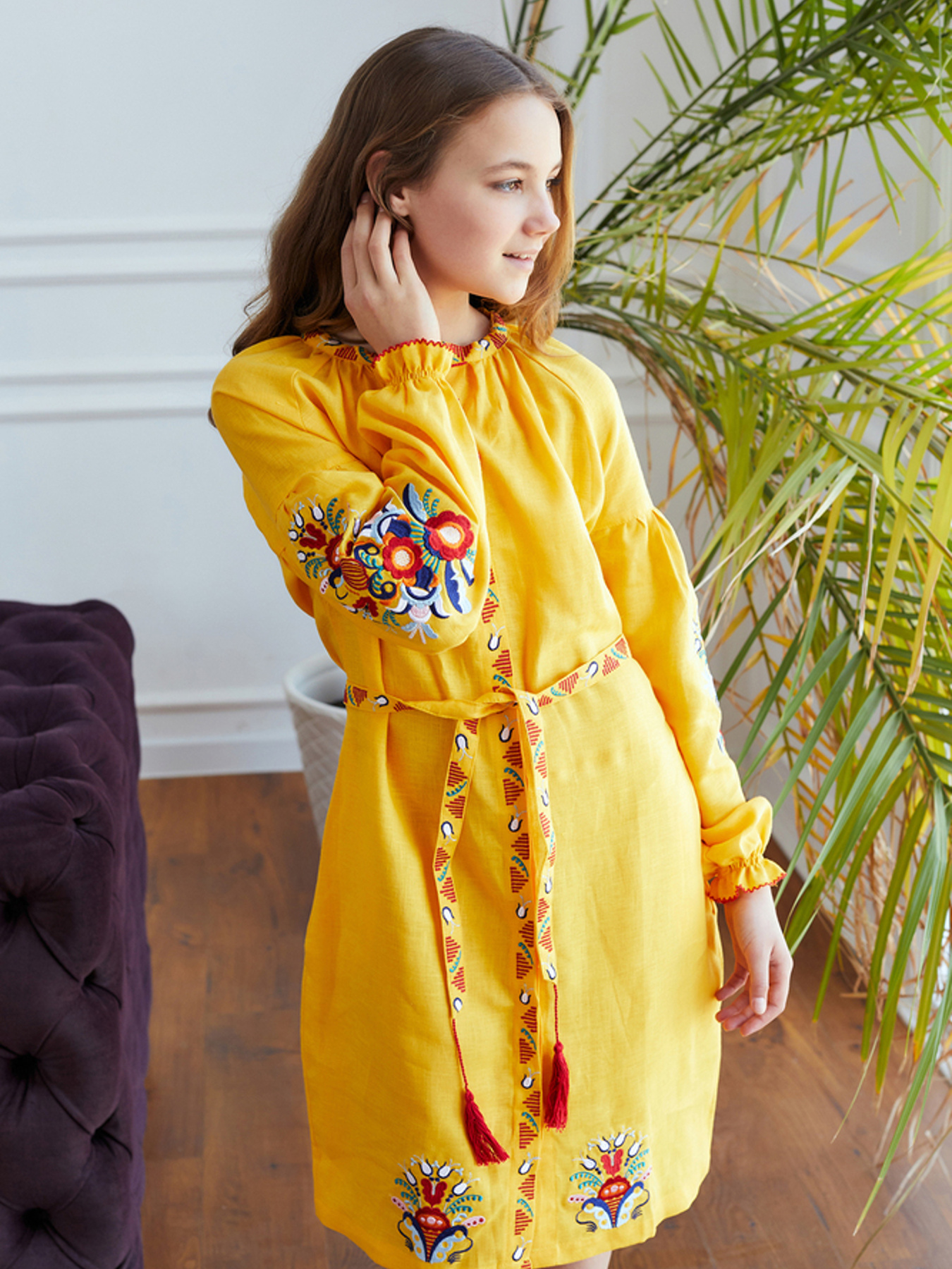 Вышитое платье Folk Moda модель fm2548-zhovtij Фото