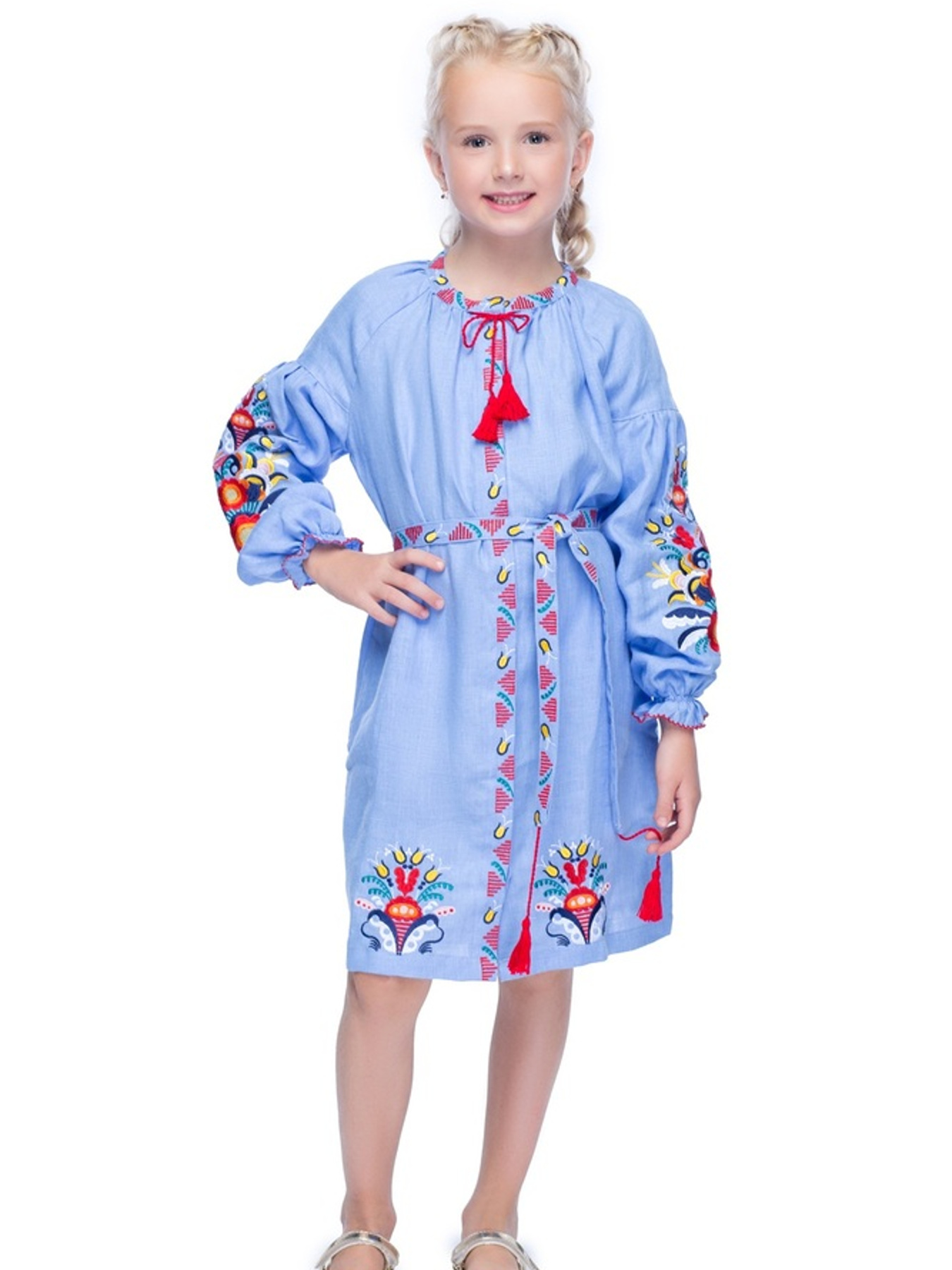 Вышитое платье Folk Moda модель fm2549-blakitnij Фото