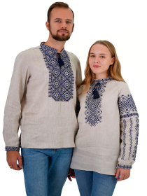 Вишита сорочка Folk Moda модель fm2162-srij-bezhevij Фото