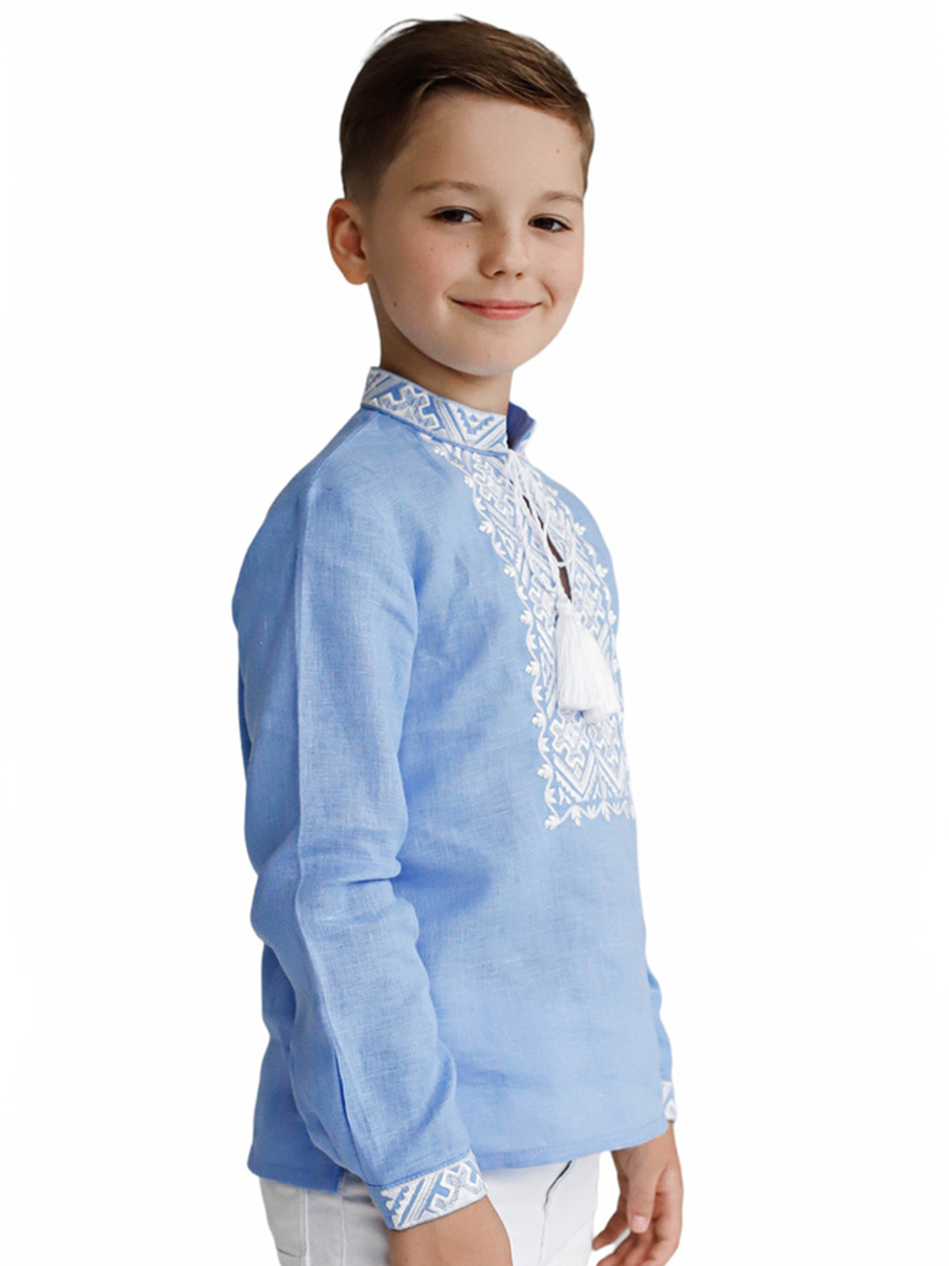 Вышитая рубашка Folk Moda модель fm2513-blakitnij Фото