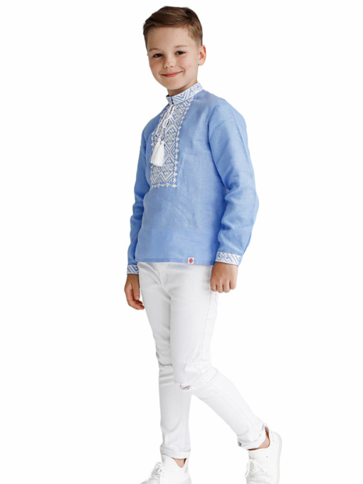 Вышитая рубашка Folk Moda модель fm2513-blakitnij Фото