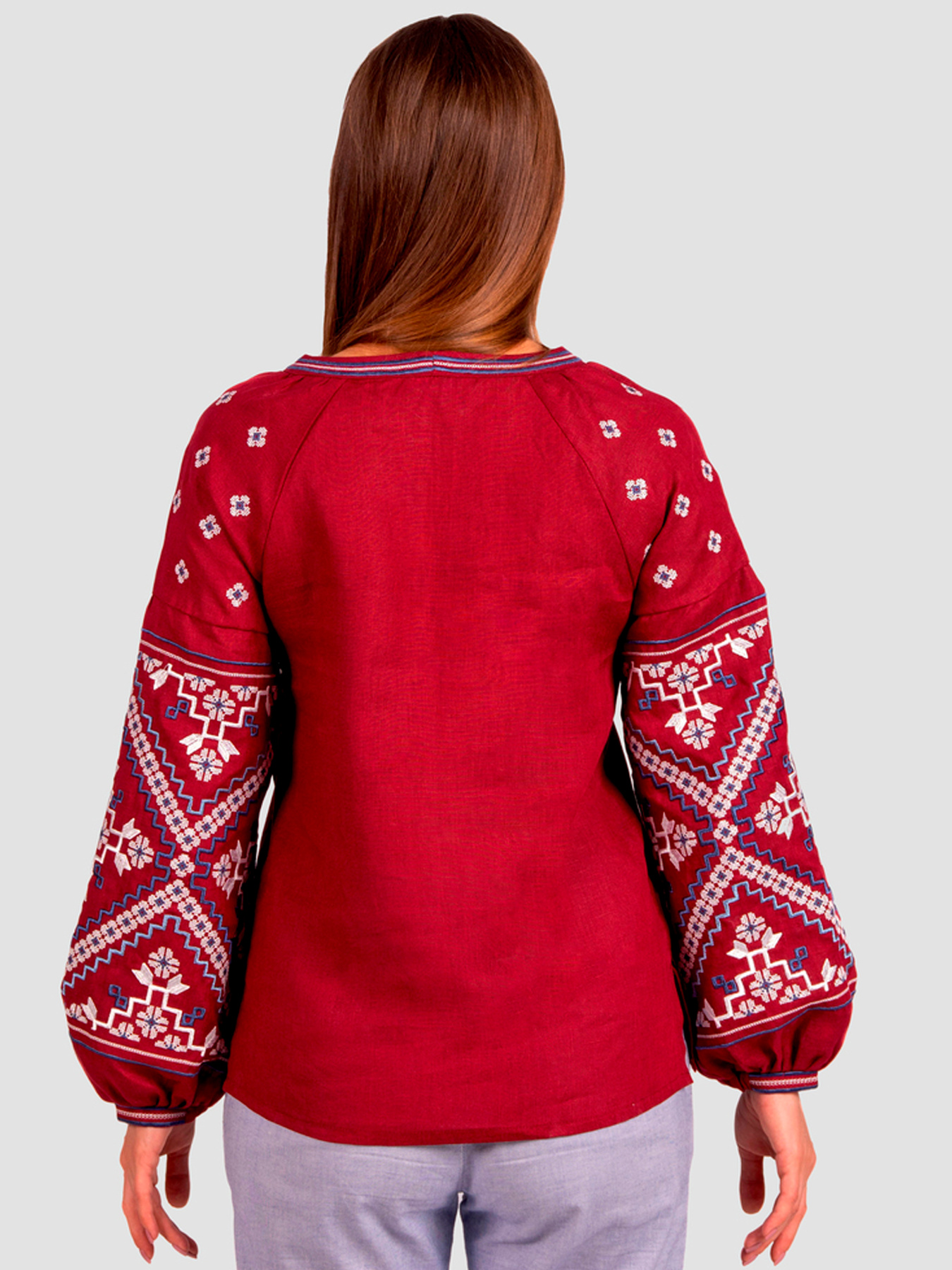 Вишита сорочка Folk Moda модель fm2139-bordovj Фото