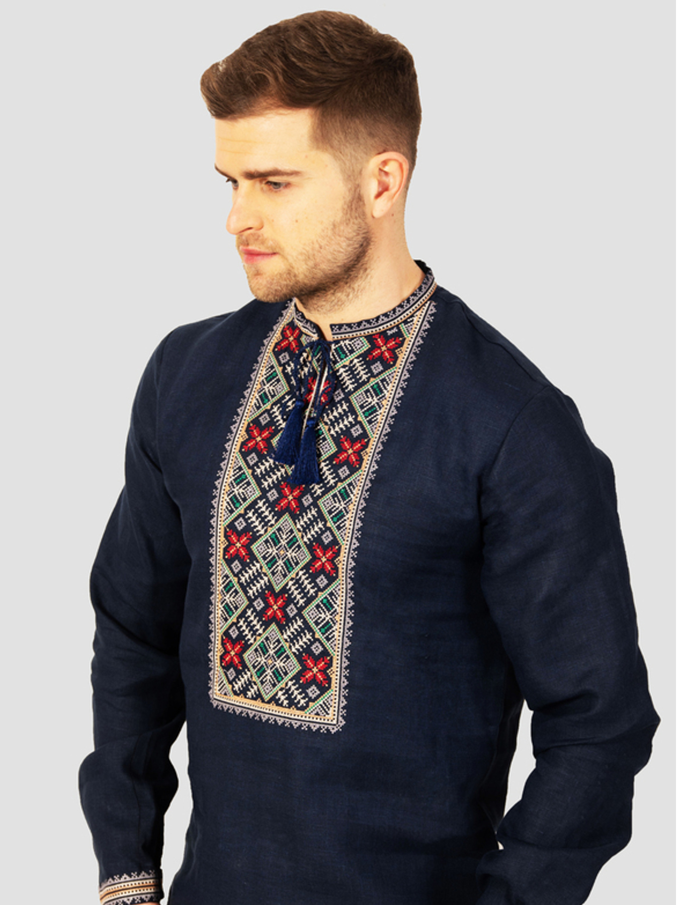 Вышитая рубашка Folk Moda модель fm2159-temno-sinj Фото