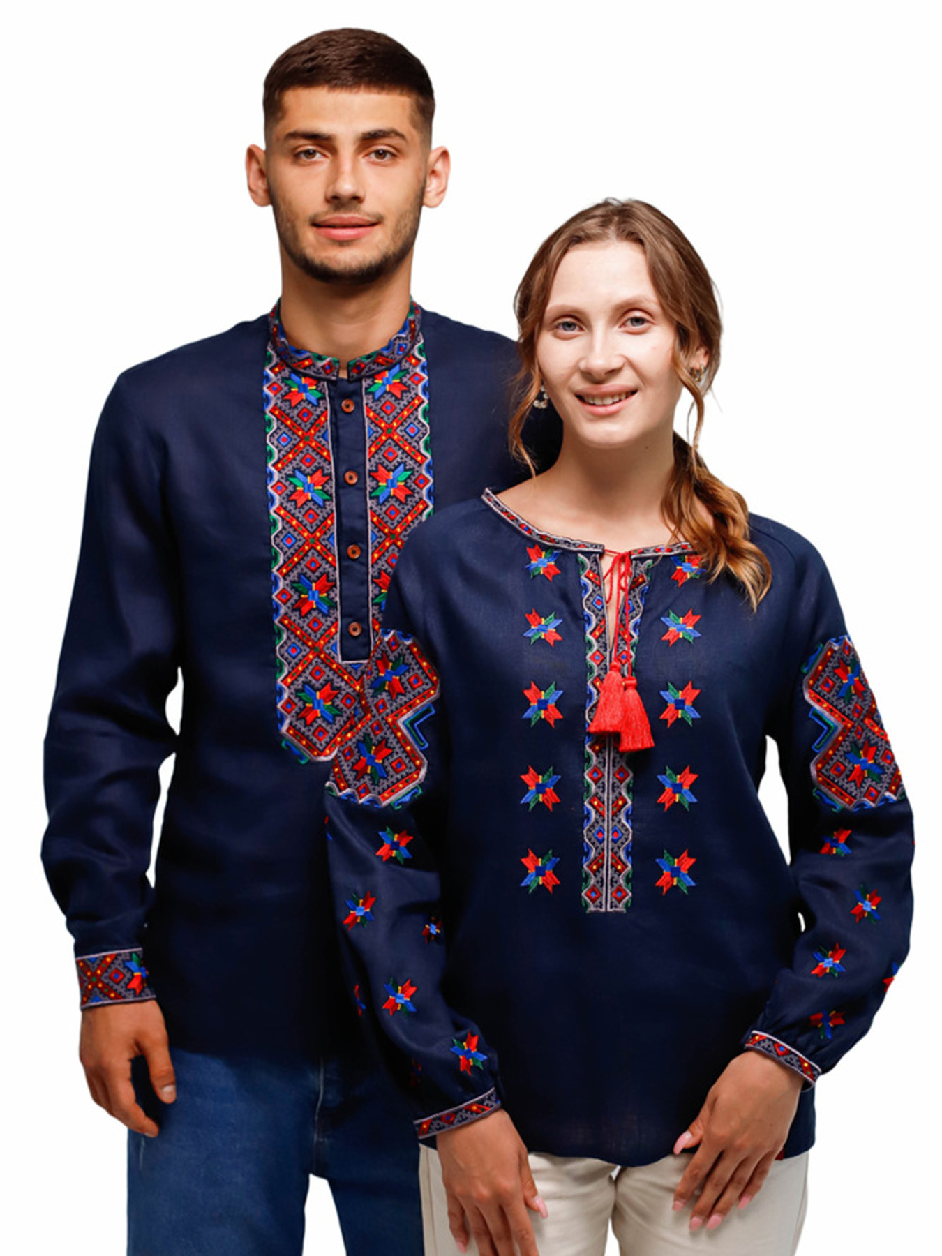 Вышитая рубашка Folk Moda модель fm2160-temno-sinj Фото